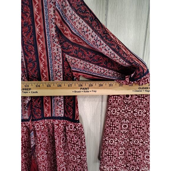 Suzanne Betro Women's Boho Tassled Tunic Dress Size S Floral Bell Sleeve - Picture 7 of 7